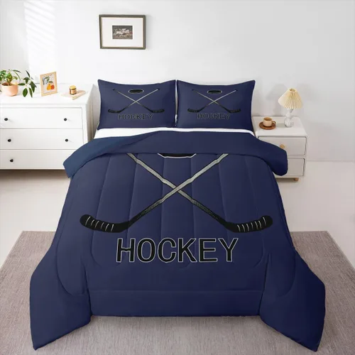 Vista 14 de Erosebridal Edredón de plumón de hockey sobre hielo, juego de edredón de jugador de hockey para adolescentes, niños y hombres, juego de ropa de cama