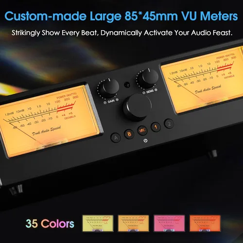 Vista 4 de Douk Audio VU3 PRO Medidor VU Analógico Dual, Interruptor de Amplificador de 2 Vías, Selector de Altavoces, Caja Conmutadora de Audio
