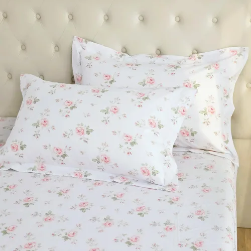 Vista 5 de QSH Juego de 2 fundas para almohada de algodón tamaño Queen, diseño floral vintage chic con estampado de rosas, fundas para almohada con cierre