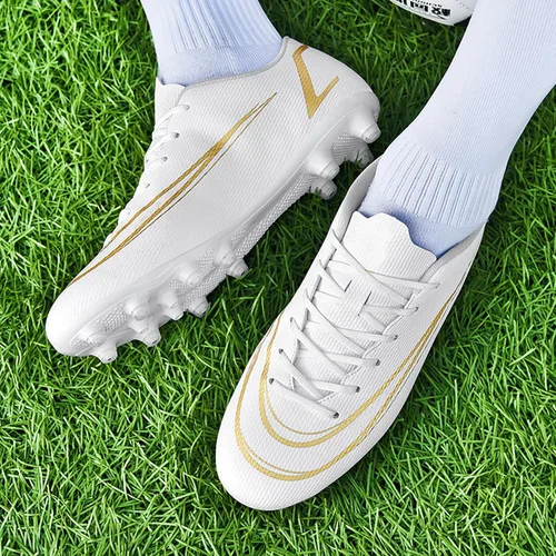Vista 6 de Zapatos de fútbol para hombre con tacos de fútbol para terreno firme, zapatos de fútbol atléticos profesionales, para interiores y exteriores