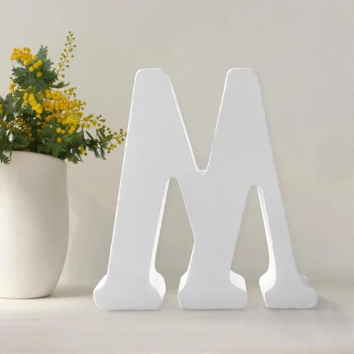 Vista 15 de Letras de madera de 4.3 pulgadas, letras blancas de madera sin terminar para injerto, letras de madera para decoración de pared, letras pie