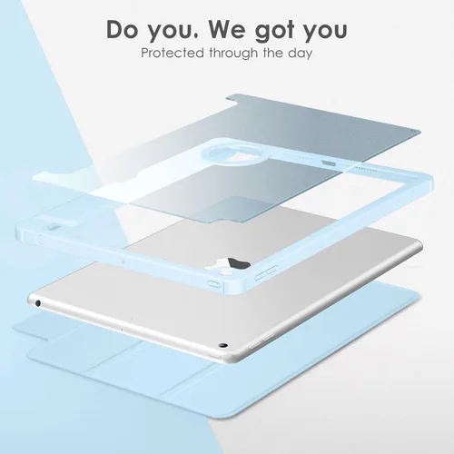 Vista 5 de DTTOCASE - Funda para iPad de 9ª, 8ª y 7ª generación de 10.2 pulgadas, lanzada en 2021/2020/2019, parte trasera dura delgada mate, marco de TPU