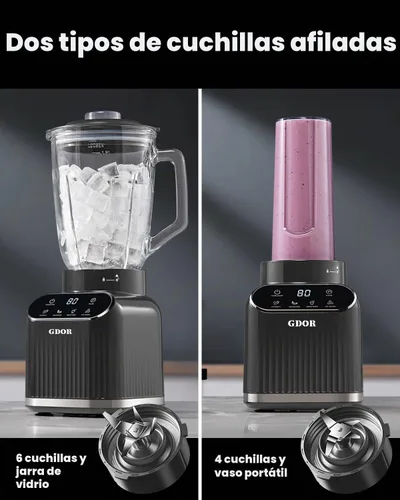Vista 5 de GDOR Smoothie Blender for Kitchen,1200W Glass blender with 5 Smart Programs