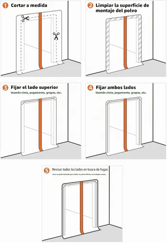 Vista 4 de Puerta profesional con cremallera, pared de protección contra el polvo, barrera para contención de polvo, puerta de acceso de construcción