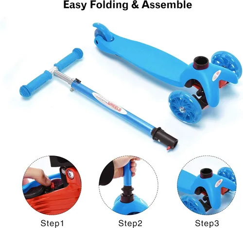 Vista 7 de ChromeWheels Mini Scooter para Niños Pequeños, Scooters Deluxe de 3 Ruedas para Niños, 4 Alturas Ajustables con Scooters de Patada