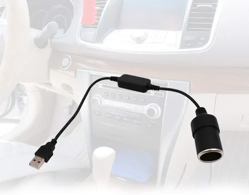 Vista 7 de Cable convertidor USB A macho a 12 V para encendedor de cigarrillos de coche, enchufe hembra, paquete de 2