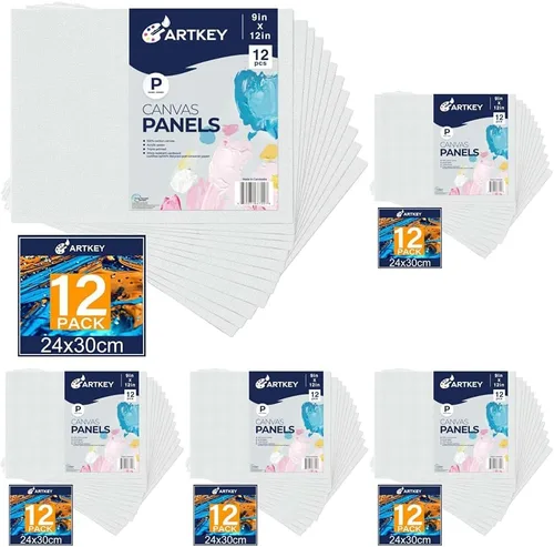 Vista 12 de Artkey Bastidores entelados para pintar, 8 x 10 pulgadas, paquete de 4 unidades, lienzo en blanco de 10 onzas con imprimación 100% algodón blanco