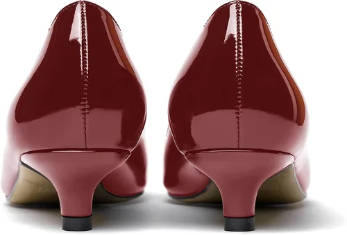 Vista 4 de MODENCOCO Zapatos de tacón bajo de patente sólida para mujer, con puntera puntiaguda, 1.5 pulgadas
