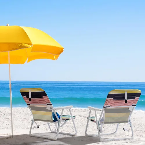 Vista 2 de Ochine Silla de playa plegable clásica, silla al aire libre de aluminio portátil