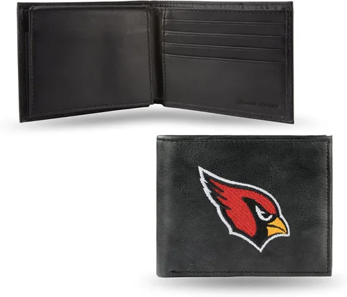 Vista 25 de Rico Industries Billetera de cuero bordada para hombre de la NFL Negro