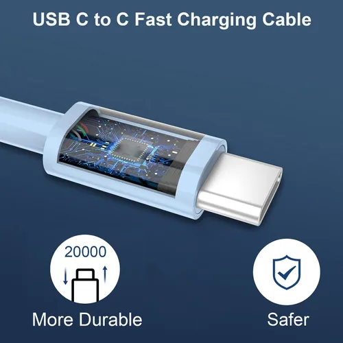 Vista 4 de Cargador rápido para teléfono 17/16/15 Pro Max, bloque de carga rápida USB C de 20 W con cable de carga USB C a C de 6 pies de largo para teléfono