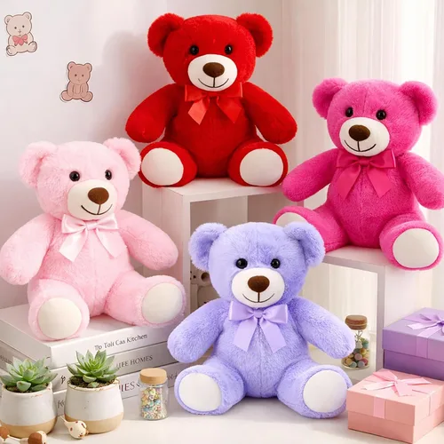 Vista 10 de Civaner Paquete de 4 osos de peluche de 14 pulgadas, lindos osos suaves, regalos a granel para mujeres, mejores amigas y novias (azul)