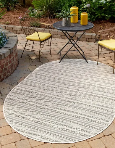 Vista 33 de Unique Loom Outdoor Striped Collection Alfombra de área - Maia (2' 2" x 3' 1" Rectángulo, Beige/Marfil)