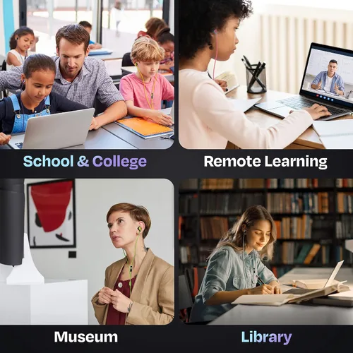 Vista 4 de Paquete de 130: 100 auriculares coloridos con cable + 30 auriculares con cable con micrófono Auriculares intrauditivos multicolor para escuelas