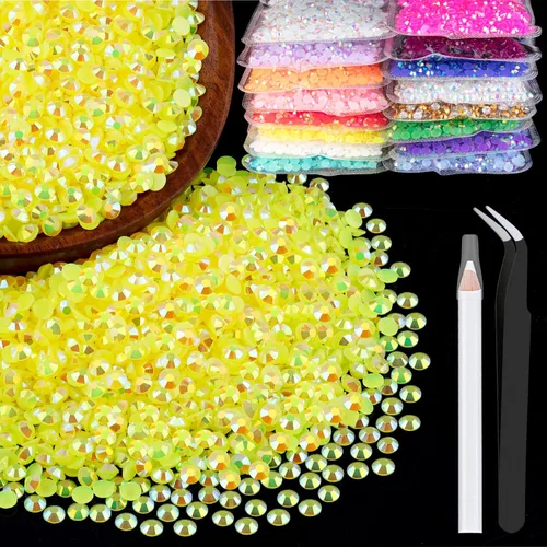 Vista 69 de 5000 piezas de 2mm de strass de resina a granel, strass de gel negros con parte posterior plana y redonda para embellecer sin termoadhesión, gemas