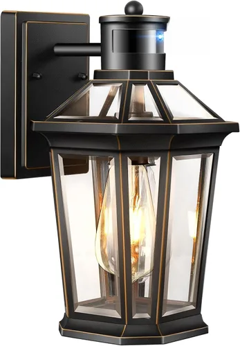 Vista 18 de VIANIS Luces exteriores grandes con sensor de movimiento negro, rango de detección ajustable, accesorios de iluminación exterior de aluminio