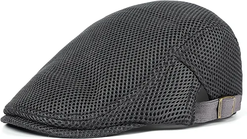 Vista 8 de DIYDECAL Sombrero de verano de malla transpirable para hombre, ajustable, boina de hiedra, gorra plana Gris claro