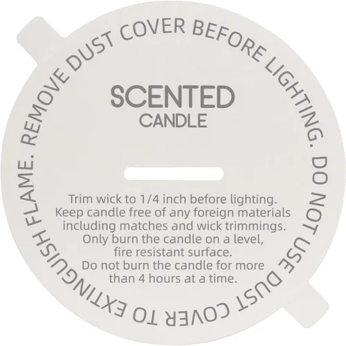 Vista 17 de CandMak Cubiertas antipolvo para velas, 160 tapas blancas mate impresas con lengüeta para hacer velas (2.125 pulgadas)