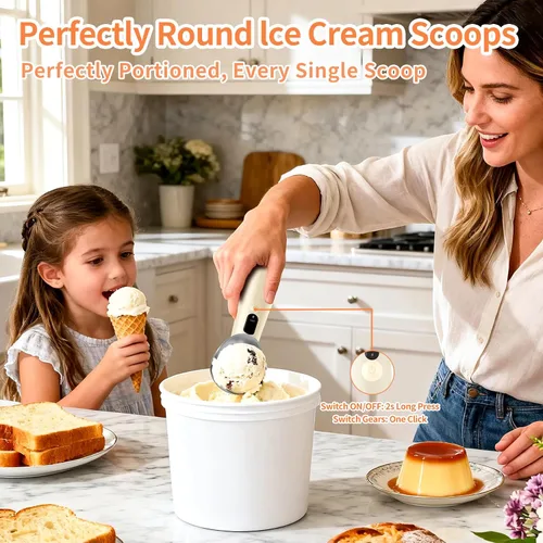 Vista 5 de Cuchara de helado con calefacción recargable, resistente al agua IP67, cuchara eléctrica para helado con pantalla LED, se calienta a 158.0 °F
