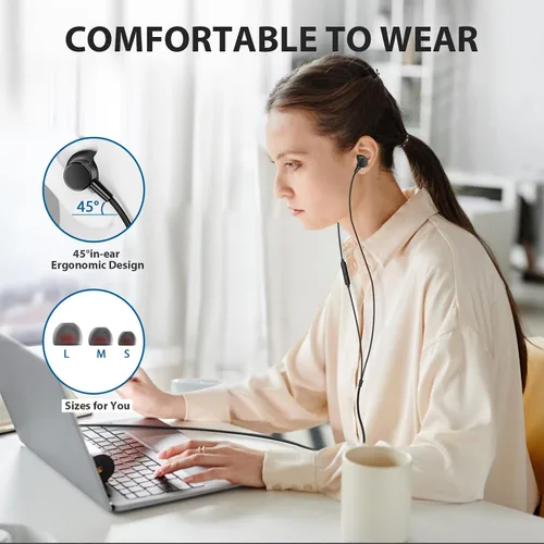 Vista 4 de Auriculares con Cable para Laptop PC Chromebook Aislamiento de Ruido Auriculares con Conector de Audio de 3.5mm Micrófono HiFi Estéreo Llamadas