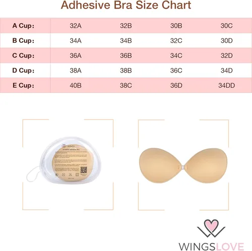 Vista 7 de Wingslove - Sujetador adhesivo, reutilizable, sin tirantes, autoadhesivo, invisible, push-up, para vestido sin espalda