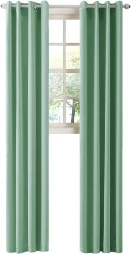 Vista 18 de LA PALMA Cortinas opacas con aislamiento térmico y ojales, para sala de estar, dormitorio, paquete de 2 paneles