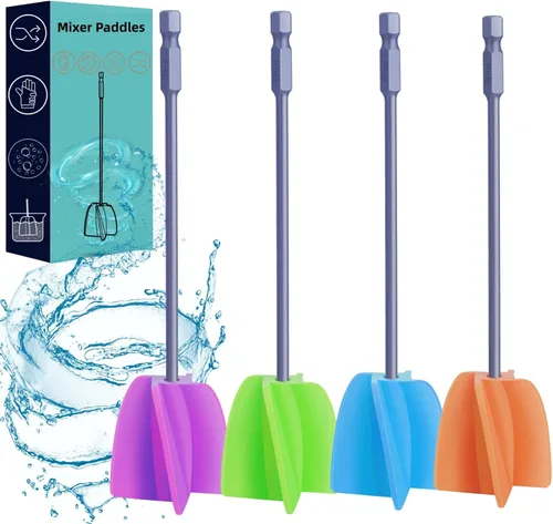 Vista 7 de 4 paletas mezcladoras de pintura y resina reutilizables para mezclar resina epoxi, pintura, esmalte cerámico y reducir burbujas, mezclador