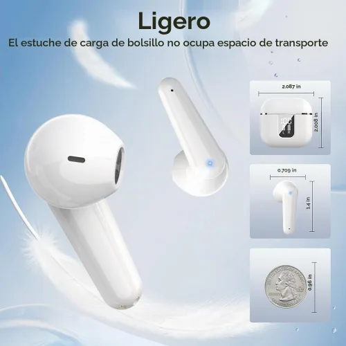 Vista 6 de AI Translation Earbuds Real Time Bluetooth Earphones for Overseas Study White