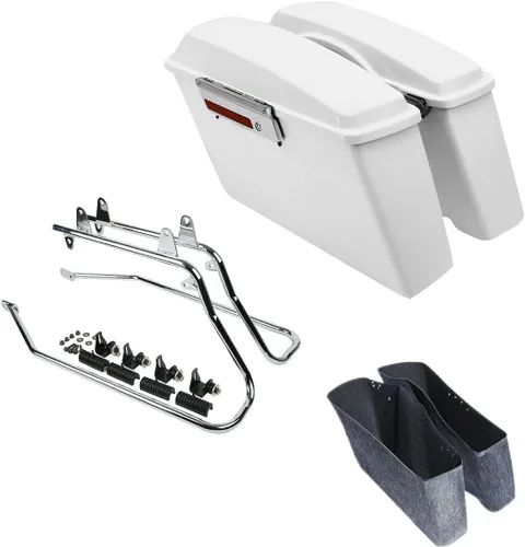 Vista 42 de Kit de soporte de conversión para alforjas extendidas de 4" TCMT, compatible con Harley Heritage Softail Fatboy FLSTF Breakout 1984-2017, negro