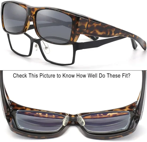 Vista 4 de CAXMAN Polarized Over Glasses Sunglasses for Prescription Frames, Small Medium & Oversized