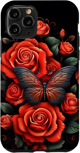 Vista 29 de Cute Butterfly Red Floral Flower Butterfly Rose Case for iPhone 17