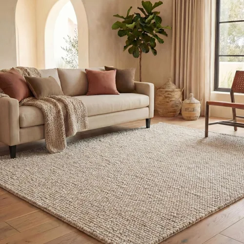 Vista 14 de SAFAVIEH Natura Collection - Alfombra decorativa, 2 x 3 pies, color beige, mezcla de lana hecha a mano, diseño texturizado, ideal para pasillo