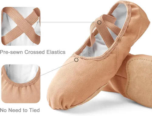 Vista 3 de Stelle Zapatos de ballet para mujer, zapatillas de baile de lona altamente elásticas, zapatos de yoga para niñasadultos