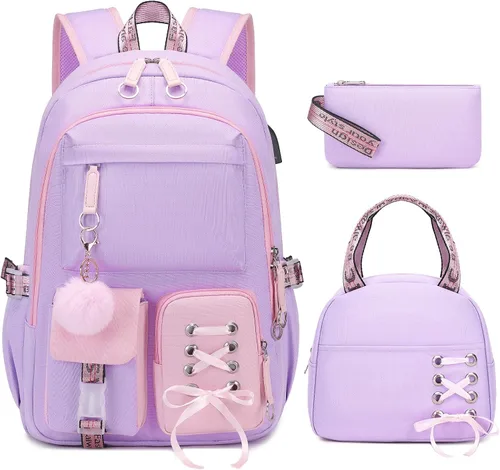 Vista 11 de ACESAK Mochilas para niñas, adolescentes y niños de primaria, secundaria, preparatoria, universidad, mochila escolar para niños estudiantes, Negro