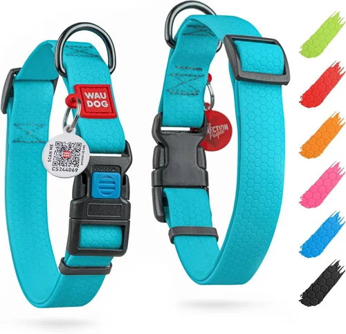 Vista 25 de WAUDOG Collar de perro impermeable – Collar ajustable para perros grandes, pequeños y medianos – Collares resistentes con cierre de metal duradero