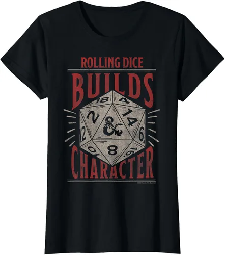 Vista 35 de Dungeons & Dragons Camiseta de manga corta con personajes Rolling Dice Builds, Negro