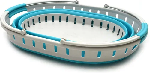 Vista 2 de SAMMART Cesta plegable de plástico para la ropa sucia de 25 litros (6.6 galones), contenedor de almacenamiento plegable y organizador, juego