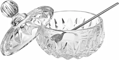 Vista 3 de Caja de condimentos de cristal con tapa y cuchara transparente-2