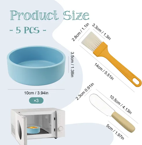 Vista 2 de Molde de silicona para freidora de aire, paquete de 3 tazas de huevo reutilizables para freidora de aire, horno y microondas, silicona, apto
