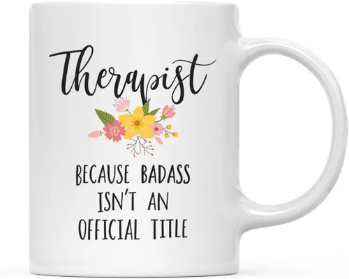Vista 37 de Andaz Press Taza de café de 11 onzas, regalo de broma, tía porque Badass no es un título oficial, gráfico floral, 1 paquete