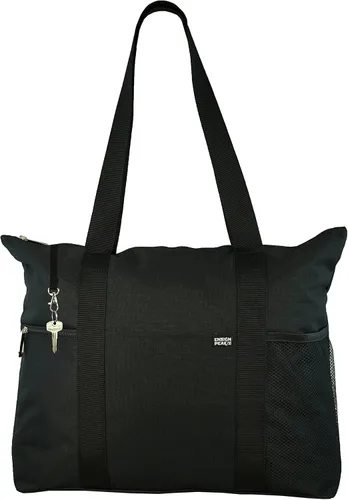 Vista 3 de Bolso bandolera con múltiples bolsillos y cierre de cremallera, Negro, L