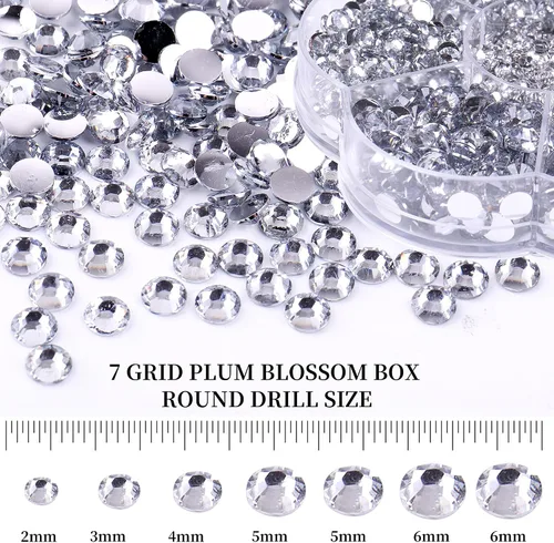 Vista 4 de RODAKY 6000 diamantes de imitación de resina con parte trasera plana para manualidades, diamantes de imitación de cristal redondos blancos de 0.18 a