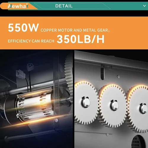 Vista 4 de Newhai Cortador de carne mejorado, máquina trituradora de carne eléctrica comercial de 0.138 in, acero inoxidable 350 lb/h, para rebanadas, tiras