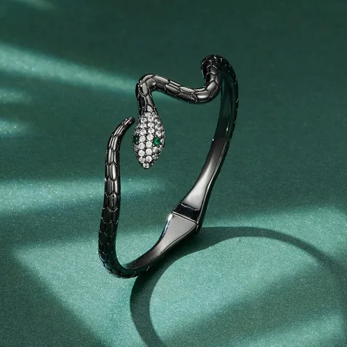 Vista 2 de Pulseras de serpiente, pulsera de serpiente ajustable, brazalete abierto, pulsera de plata con envoltura de serpiente de derivación, pulseras de oro