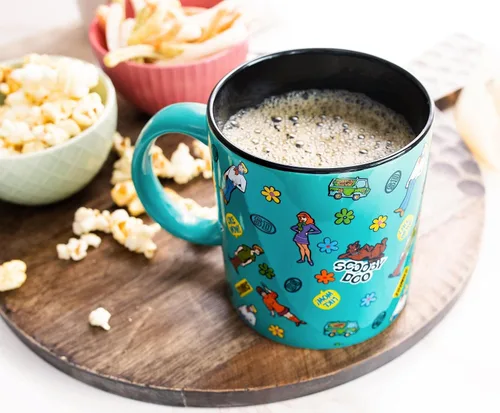 Vista 6 de Toynk Scooby-Doo - Taza de cerámica con patrón de calcomanías Taza de café grande para expreso, cafeína, bebidas, artículos esenciales