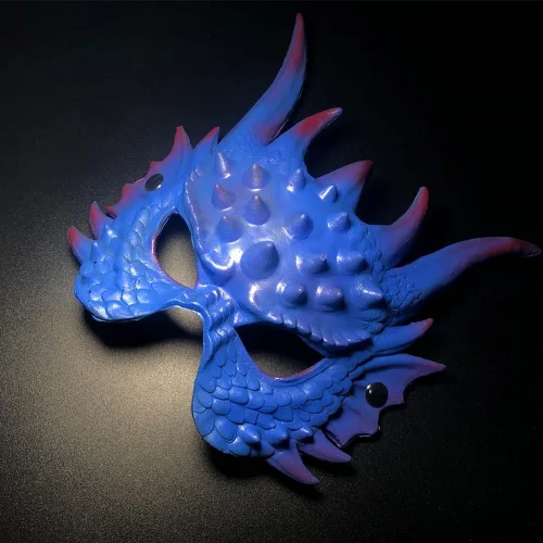 Vista 2 de Máscara de dragón 3D, disfraz de fiesta de Halloween, cosplay para adultos y hombres, máscaras de media cara de animales aterradores