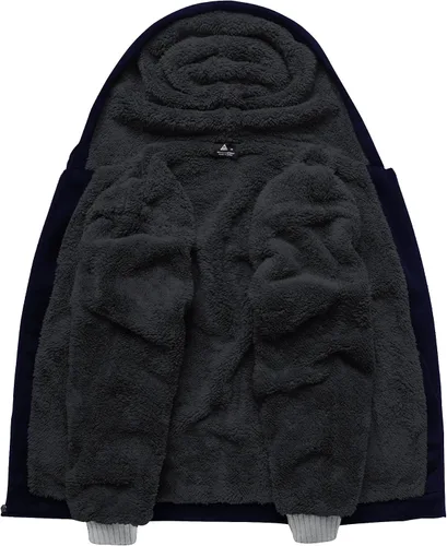 Vista 73 de SCODI Sudaderas con capucha para hombre, forro polar pesado, cremallera completa, forro de sherpa grueso, chaqueta con capucha