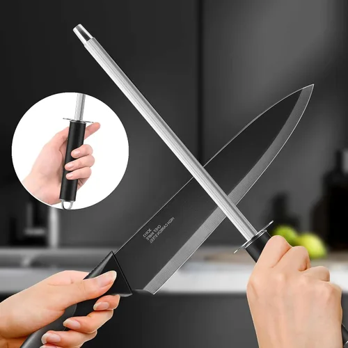 Vista 8 de E-far Juego de cuchillos con bloque, juego de 15 piezas de cuchillos de cocina con afilador, juego de cuchillos de chef de acero inoxidable de alto