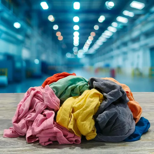 Vista 3 de Trapos de limpieza de camisetas de color reciclado (caja de 600 libras de palé de 60 x 10 libras) en trapos de algodón de color caja, perfectos