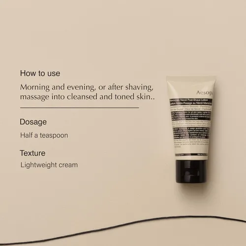 Vista 2 de Aesop Loción marroquí Neroli Post Shave Loción hidratante diaria unisex potenciada con aceites botánicos Calma y calma la piel 2 onzas / 2.0